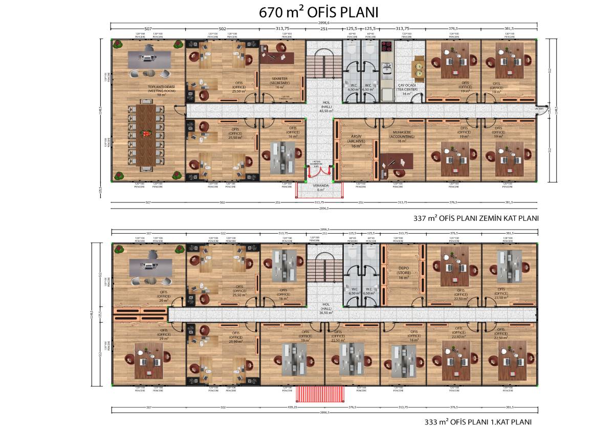 670 m2 Prefabrik Ofis Binası