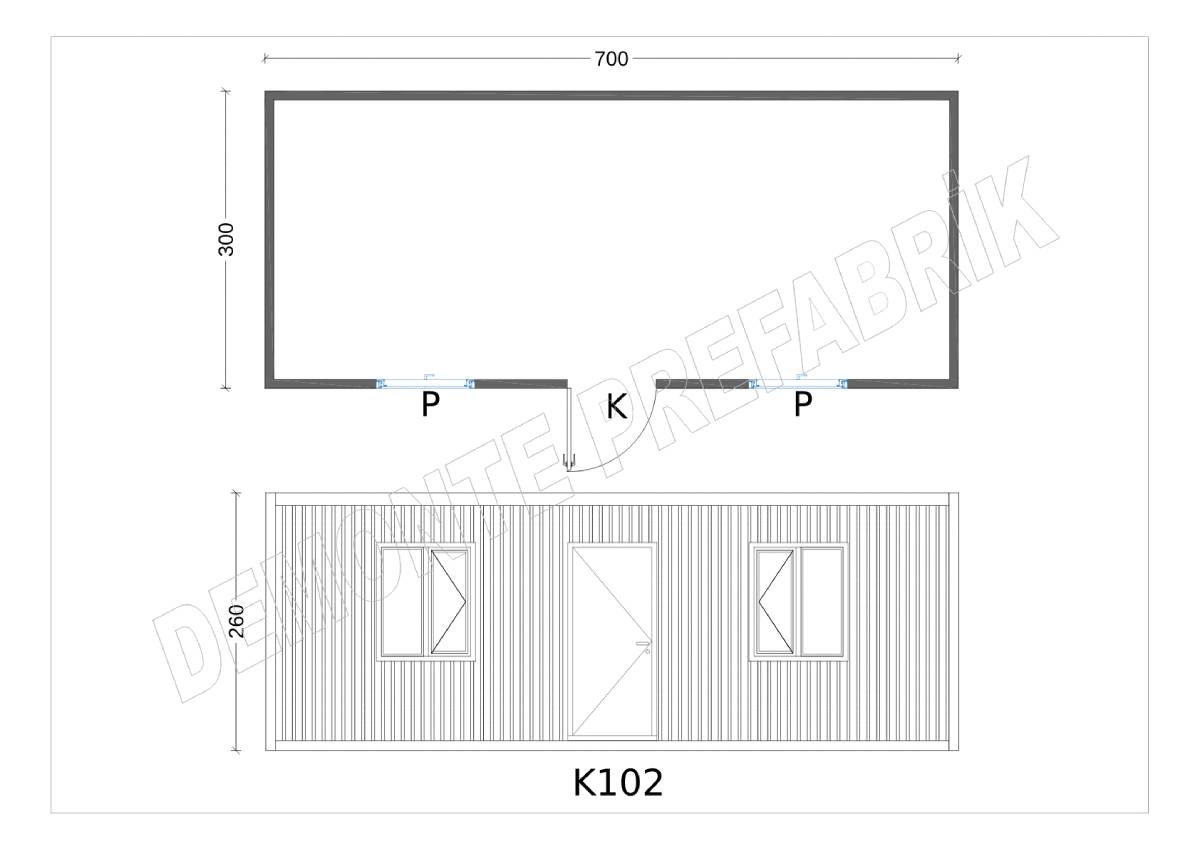 21m2 Boş Ofis Konteyleri