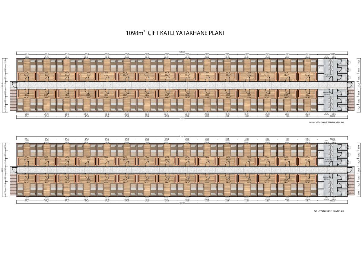 1098 m2 Prefabrik Yatakhane Binası