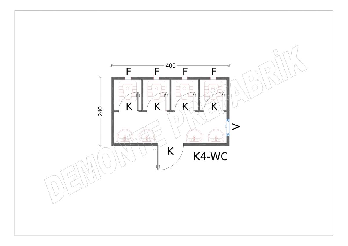 Dört Kabinli Duş Konteyner-K4