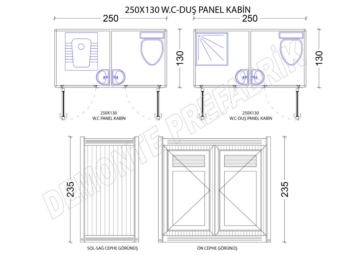 WC-Duş Kabini 250x130