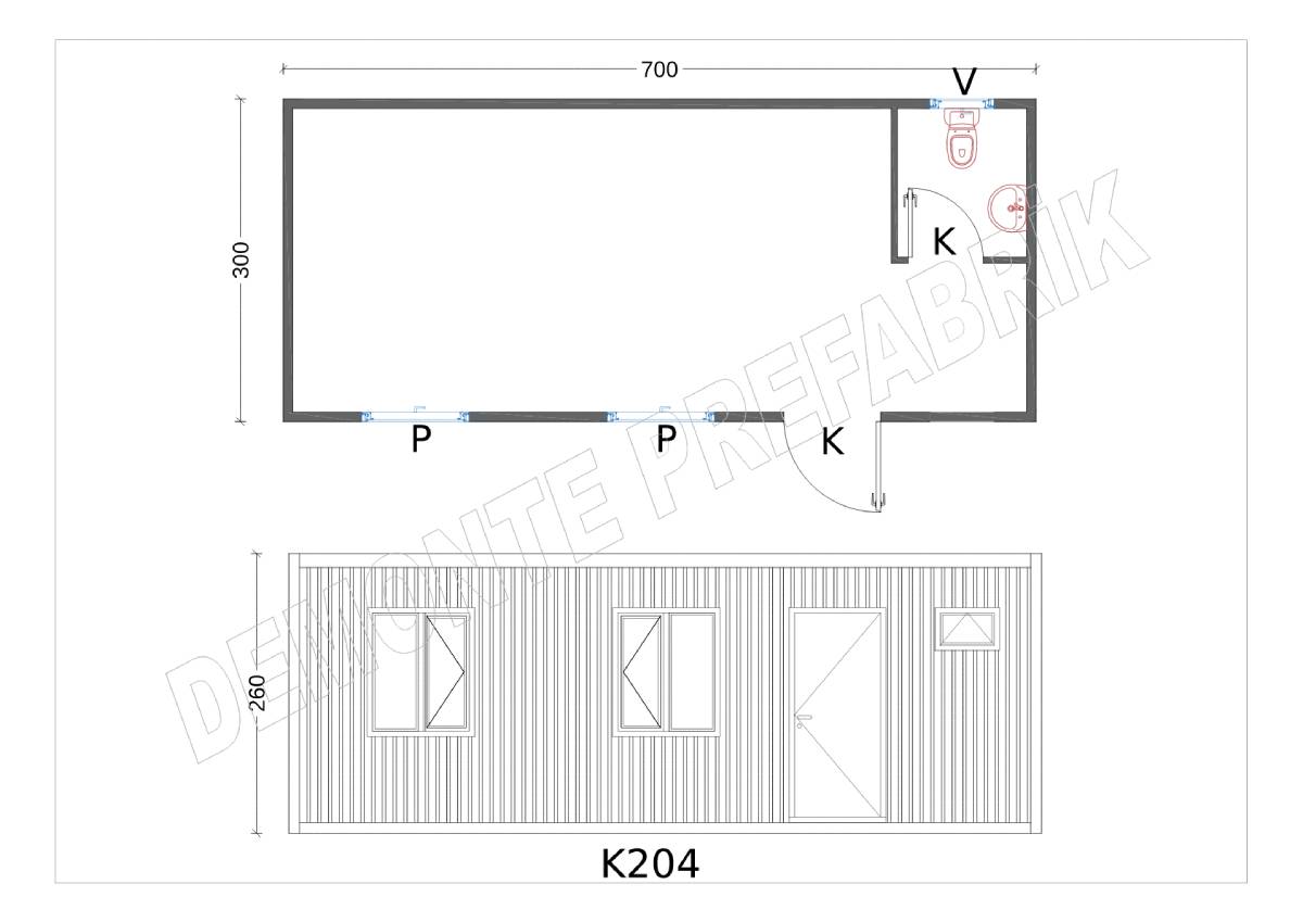 Tek Oda WC'li Konteyner - K204