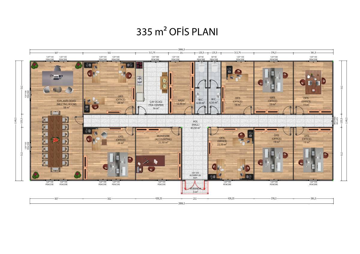 335 m2 Prefabrik Ofis Binası