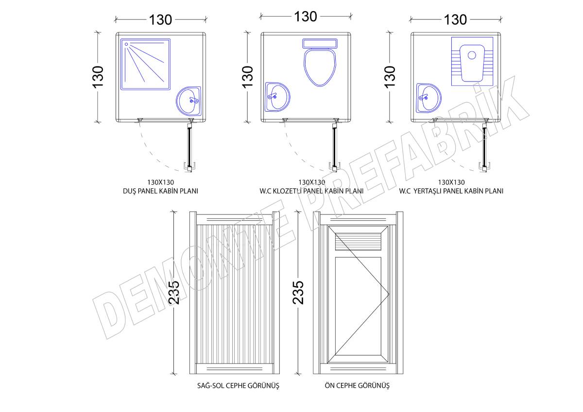 WC-Duş Kabini 130x130