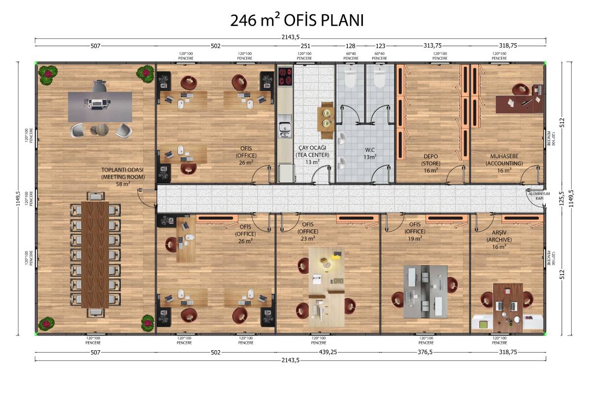 246 m2 Prefabrik Ofis Binası