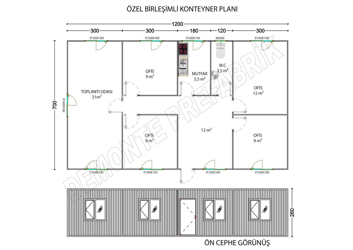 81m2 Birleşimli Ofis Konteyner