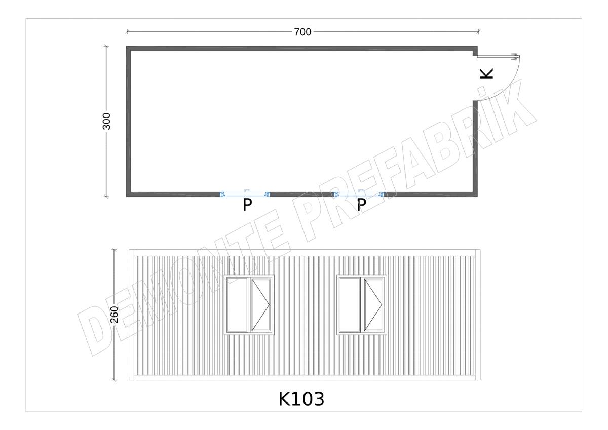 Tek Odalı Boş Yemekhane Konteyner - K103