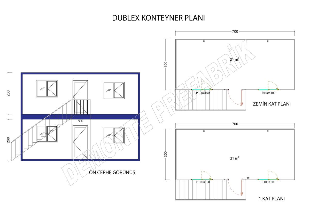 42m2 İki Katlı Ofis Konteyner