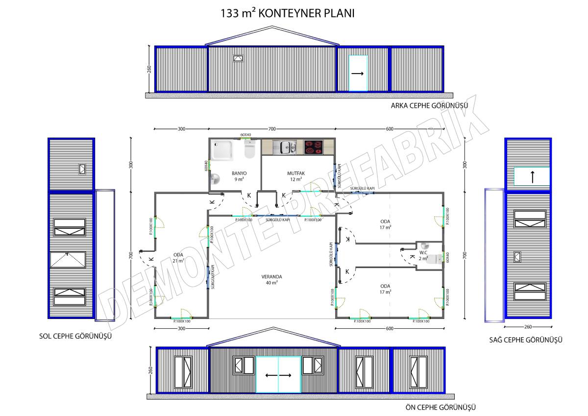 133m2 Birleşimli Konteyner